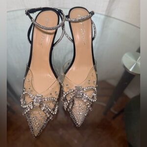 Betsey Johnson Silver and Black Embellished Heels